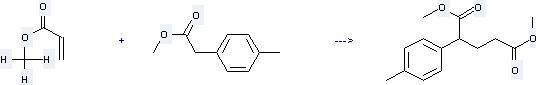 Benzeneacetic acid,4-methyl-, methyl ester can react with Acrylic acid methyl ester to get 2-p-Tolyl-pentanedioic acid dimethyl ester.